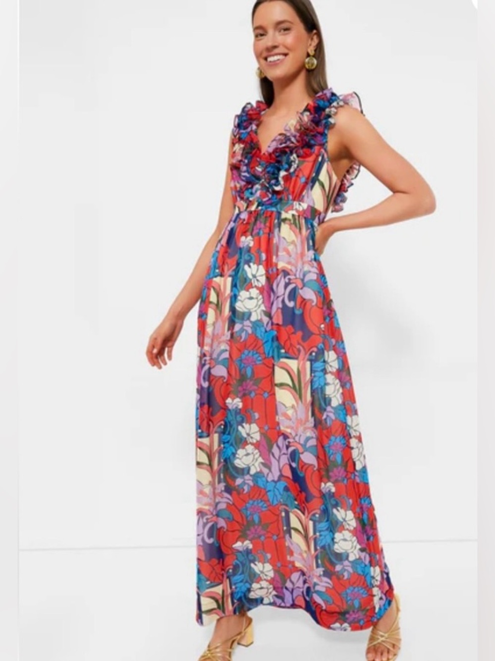 NWT Tuckernuck Climbing Cosmos Priscilla Ruffle Maxi Dress MSRP $328 Size XL